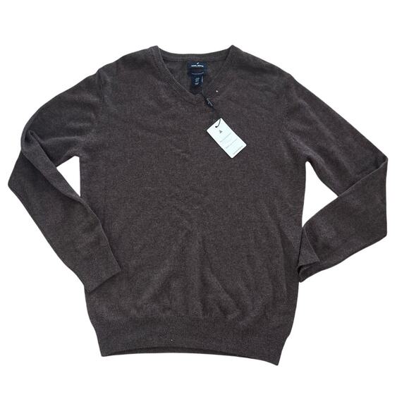 Daniel Hector 100% Cashmere Brown V-Neck Sweater NWT - Picture 1 of 8